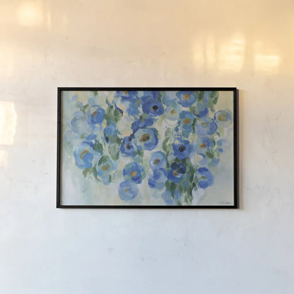 Blue Garden by Silvia Vassileva. shown as a paper print in a black flame. Available as a archival giclee rolled canvas, fine art paper, or poster print. SKU 97920i.