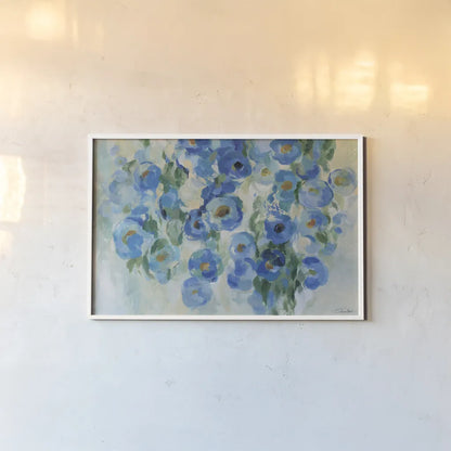 Blue Garden by Silvia Vassileva. shown as a paper print in a white frame. Available as a archival giclee rolled canvas, fine art paper, or poster print. SKU 97920i.