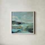 Blue Lagoon by Silvia Vassileva. Shown in a crisp white glass frame for a clean and minimalist style. Available as an archival giclee rolled canvas, fine art paper, or poster print. SKU 57257a.