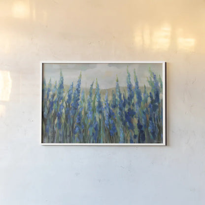Blue Meadow by Silvia Vassileva. shown as a paper print in a white frame. Available as a archival giclee rolled canvas, fine art paper, or poster print. SKU 98567i.