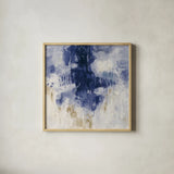 Blue Rain by Silvia Vassileva. Shown in a natural wood glass frame for a timeless modern aesthetic. Available as an archival giclee rolled canvas, fine art paper, or poster print. SKU 44874a.