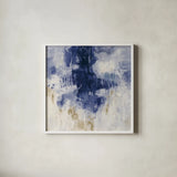 Blue Rain by Silvia Vassileva. Shown in a crisp white glass frame for a clean and minimalist style. Available as an archival giclee rolled canvas, fine art paper, or poster print. SKU 44874a.