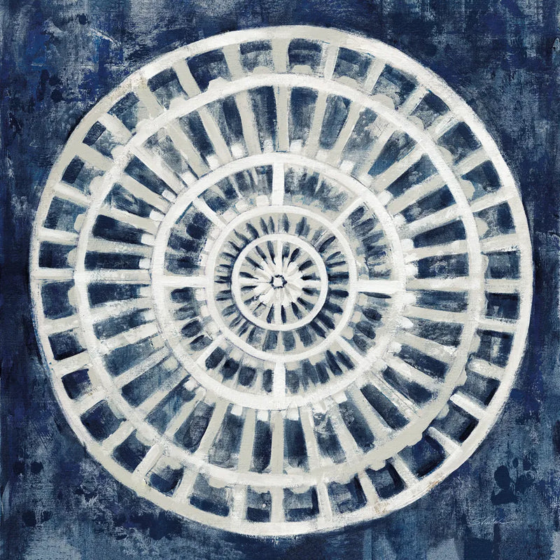 Blue Textured Medallion by Silvia Vassileva. SKU 57366a. Archival Giclee Fine art print for wall decor.
