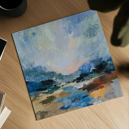 Blue Vista I by Silvia Vassileva. Shown as a detailed flat fine art print, highlighting archival giclee quality. Available as an archival giclee rolled canvas, fine art paper, or poster print. SKU 97918a.