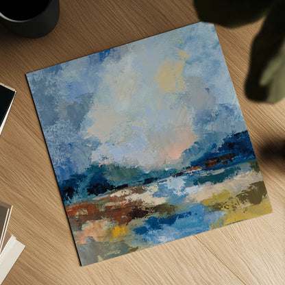 Blue Vista II by Silvia Vassileva. Shown as a detailed flat fine art print, highlighting archival giclee quality. Available as an archival giclee rolled canvas, fine art paper, or poster print. SKU 97919a.