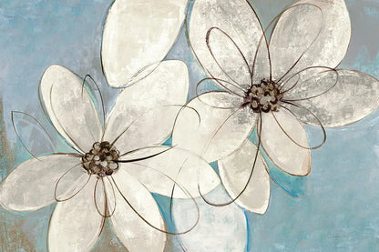 Blue and Neutral Floral by Silvia Vassileva. SKU 28772i. Archival Giclee Fine art print for wall decor.