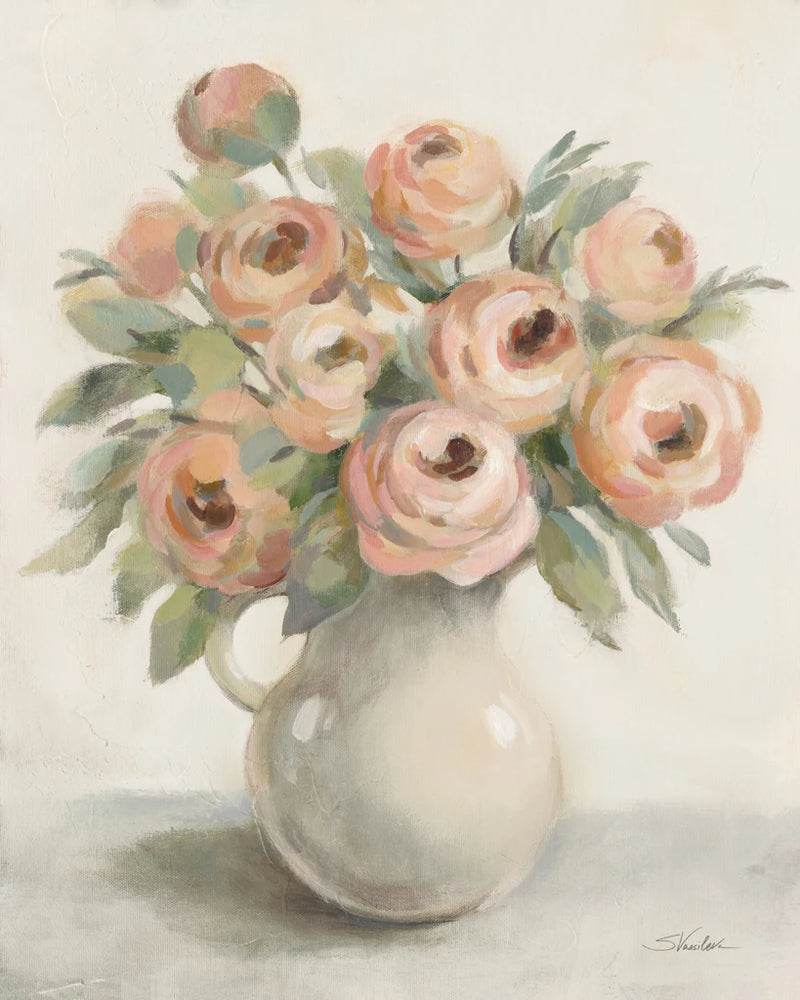 Blush Flowers in a Jug by Silvia Vassileva