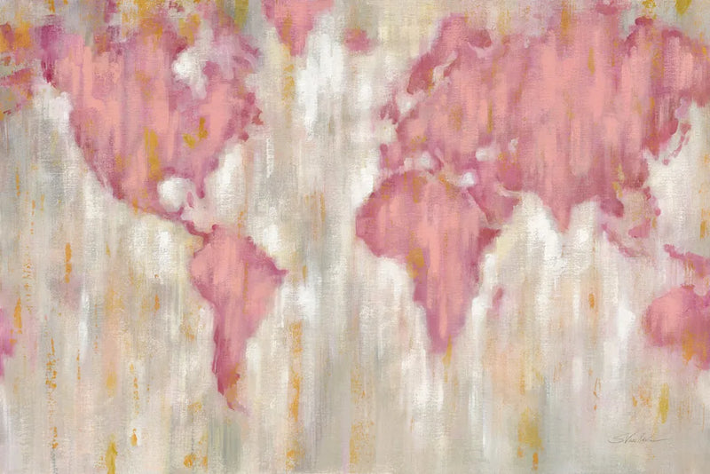 Blush World Map by Silvia Vassileva. SKU 38248i. Archival Giclee Fine art print for wall decor.