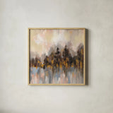 Blushing Forest I by Silvia Vassileva. Shown in a natural wood glass frame for a timeless modern aesthetic. Available as an archival giclee rolled canvas, fine art paper, or poster print. SKU 38250a.
