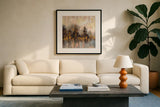 Blushing Forest II by Silvia Vassileva. Displayed in a glass frame with matte in a clean modern living room. Available as an archival giclee rolled canvas, fine art paper, or poster print. SKU 38251a.