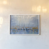 Boats in the Harbor I by Silvia Vassileva. shown as a paper print in a white frame. Available as a archival giclee rolled canvas, fine art paper, or poster print. SKU 33970i.