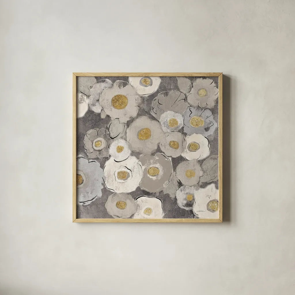 Bohemian Bouquet II Neutral by Silvia Vassileva. Shown in a natural wood glass frame for a timeless modern aesthetic. Available as an archival giclee rolled canvas, fine art paper, or poster print. SKU 23204a.