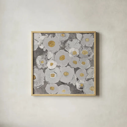 Bohemian Bouquet II Warm by Silvia Vassileva. Shown in a natural wood glass frame for a timeless modern aesthetic. Available as an archival giclee rolled canvas, fine art paper, or poster print. SKU 31557a.