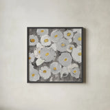 Bohemian Bouquet III Warm by Silvia Vassileva. Shown in a sleek black glass frame for a contemporary gallery look. Available as an archival giclee rolled canvas, fine art paper, or poster print. SKU 31558a.