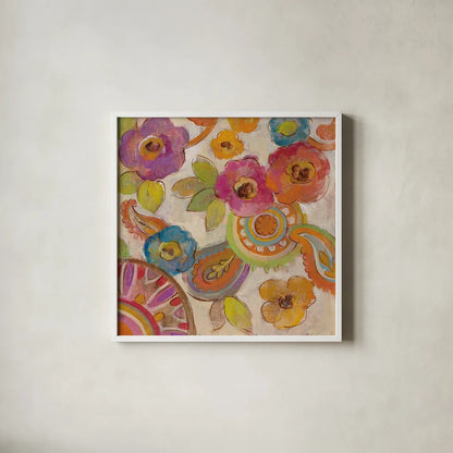 Bohemian Summer III by Silvia Vassileva. Shown in a crisp white glass frame for a clean and minimalist style. Available as an archival giclee rolled canvas, fine art paper, or poster print. SKU 24579a.