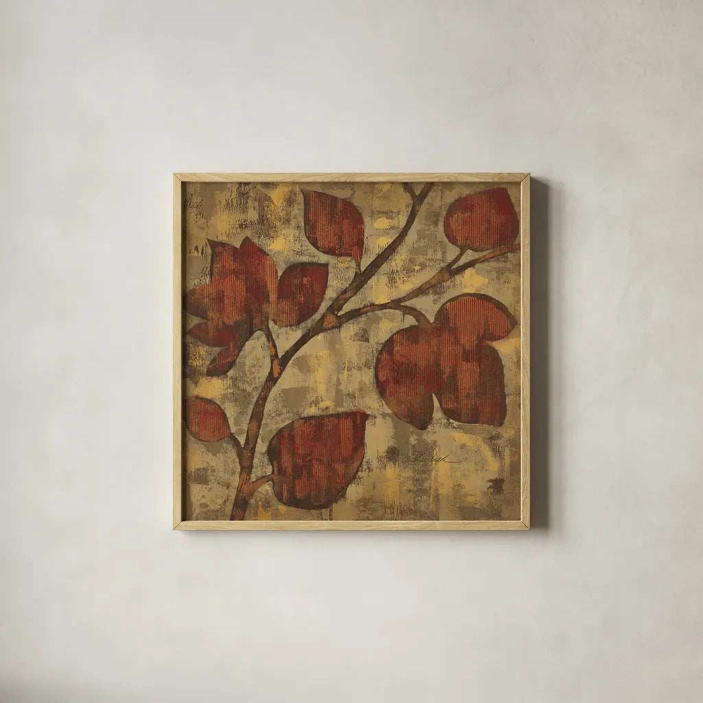 Bold Branches I by Silvia Vassileva. Shown in a natural wood glass frame for a timeless modern aesthetic. Available as an archival giclee rolled canvas, fine art paper, or poster print. SKU 8992a.
