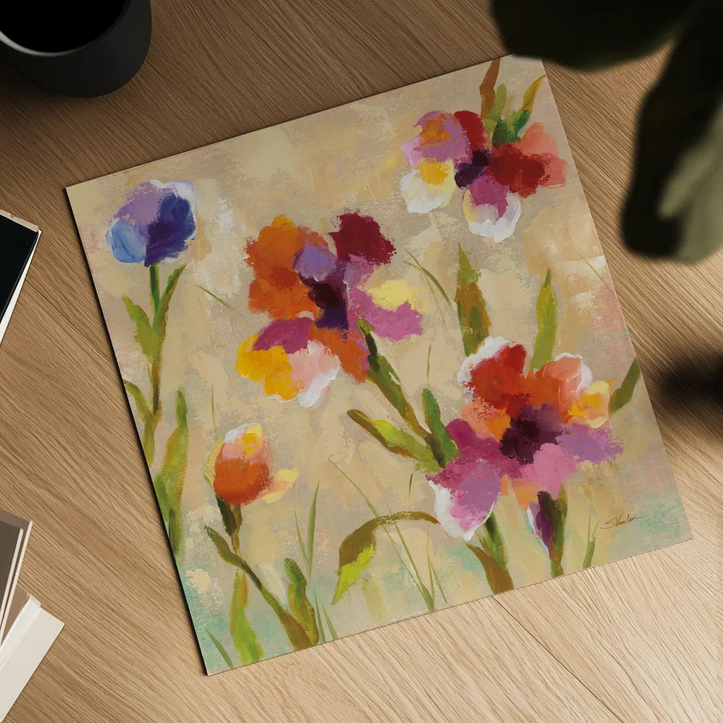 Bold Bright Flowers III by Silvia Vassileva. Shown as a detailed flat fine art print, highlighting archival giclee quality. Available as an archival giclee rolled canvas, fine art paper, or poster print. SKU 15161a.