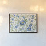 Botanical Blue I by Silvia Vassileva. shown as a paper print in a black flame. Available as a archival giclee rolled canvas, fine art paper, or poster print. SKU 61779i.