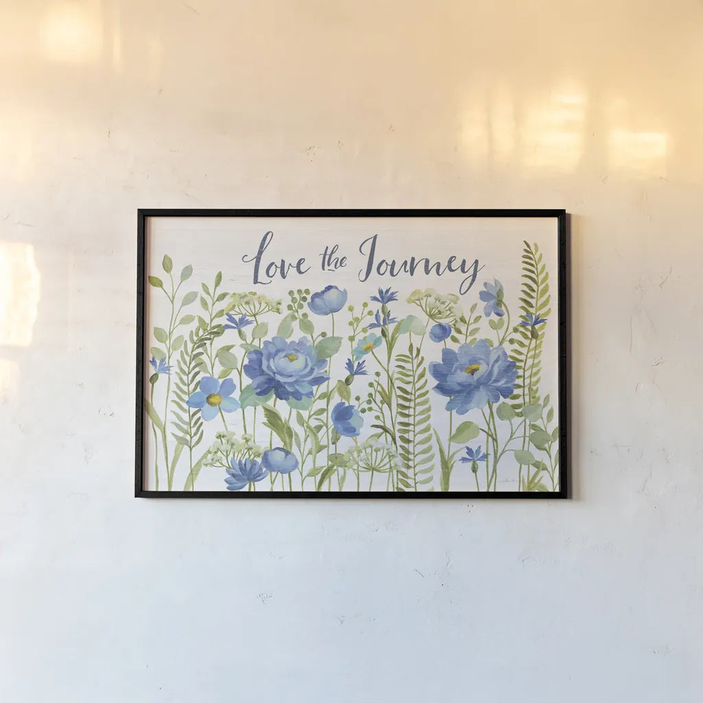 Botanical Blue II by Silvia Vassileva. shown as a paper print in a black flame. Available as a archival giclee rolled canvas, fine art paper, or poster print. SKU 61780i.