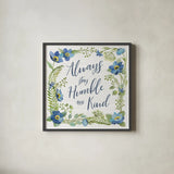 Botanical Blue IV by Silvia Vassileva. Shown in a sleek black glass frame for a contemporary gallery look. Available as an archival giclee rolled canvas, fine art paper, or poster print. SKU 61782a.