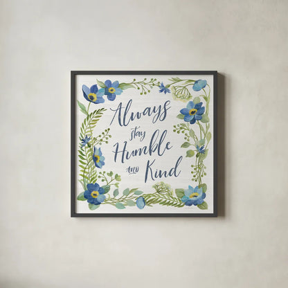 Botanical Blue IV by Silvia Vassileva. Shown in a sleek black glass frame for a contemporary gallery look. Available as an archival giclee rolled canvas, fine art paper, or poster print. SKU 61782a.