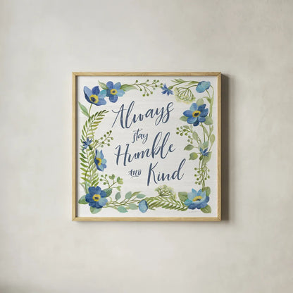 Botanical Blue IV by Silvia Vassileva. Shown in a natural wood glass frame for a timeless modern aesthetic. Available as an archival giclee rolled canvas, fine art paper, or poster print. SKU 61782a.