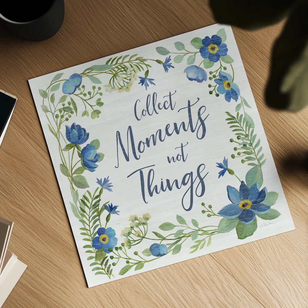 Botanical Blue V by Silvia Vassileva. Shown as a detailed flat fine art print, highlighting archival giclee quality. Available as an archival giclee rolled canvas, fine art paper, or poster print. SKU 61783a.