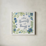 Botanical Blue V by Silvia Vassileva. Shown in a crisp white glass frame for a clean and minimalist style. Available as an archival giclee rolled canvas, fine art paper, or poster print. SKU 61783a.