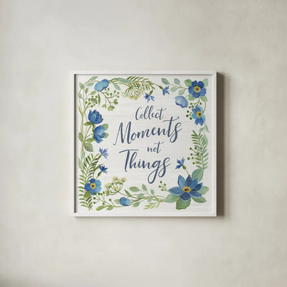 Botanical Blue V by Silvia Vassileva. Shown in a crisp white glass frame for a clean and minimalist style. Available as an archival giclee rolled canvas, fine art paper, or poster print. SKU 61783a.