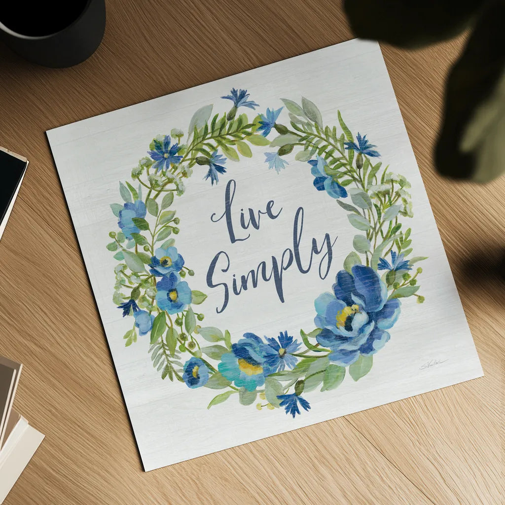 Botanical Blue VI by Silvia Vassileva. Shown as a detailed flat fine art print, highlighting archival giclee quality. Available as an archival giclee rolled canvas, fine art paper, or poster print. SKU 61784a.