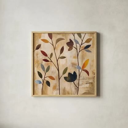 Branches at Sunrise IV by Silvia Vassileva. Shown in a natural wood glass frame for a timeless modern aesthetic. Available as an archival giclee rolled canvas, fine art paper, or poster print. SKU 36097a.