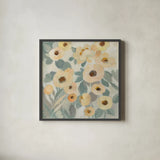 Breezy Flowers II by Silvia Vassileva. Shown in a sleek black glass frame for a contemporary gallery look. Available as an archival giclee rolled canvas, fine art paper, or poster print. SKU 87419a.