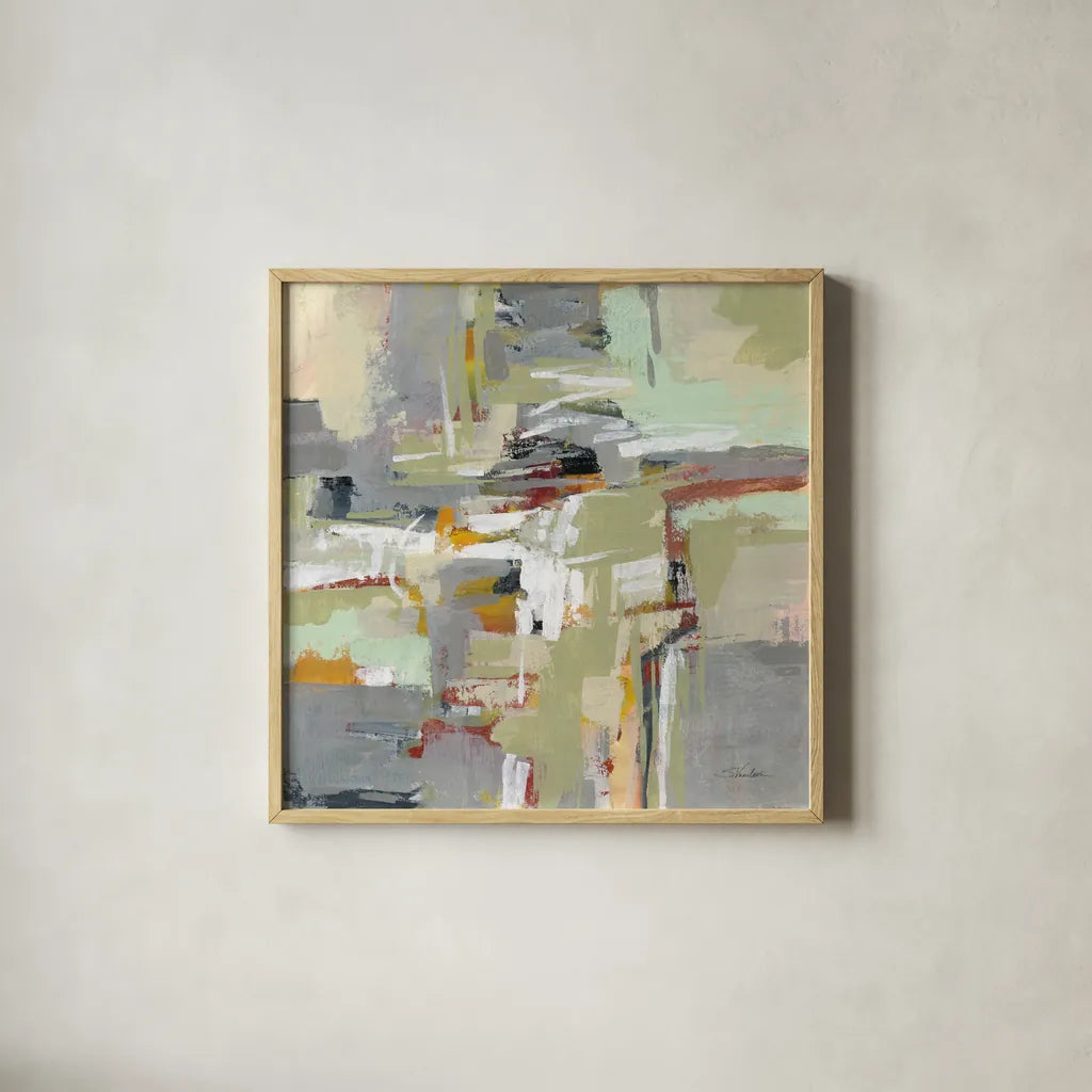 Brick Wall by Silvia Vassileva. Shown in a natural wood glass frame for a timeless modern aesthetic. Available as an archival giclee rolled canvas, fine art paper, or poster print. SKU 74315a.