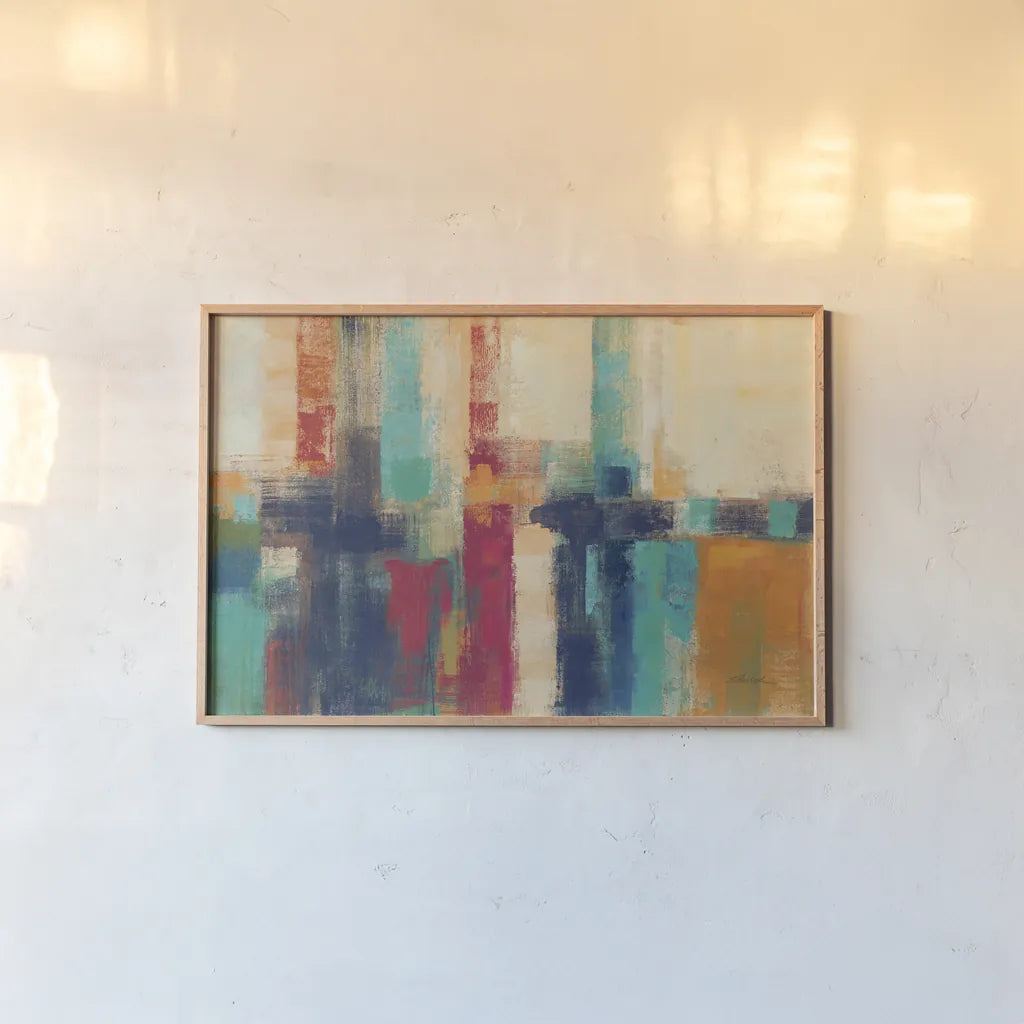 Bright Aqua Horizon Crop by Silvia Vassileva. shown as a paper print in a natural frame. Available as a archival giclee rolled canvas, fine art paper, or poster print. SKU 64573i.