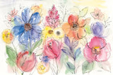 Bright Aquarelle Flowers by Silvia Vassileva. SKU 19036i. Archival Giclee Fine art print for wall decor.