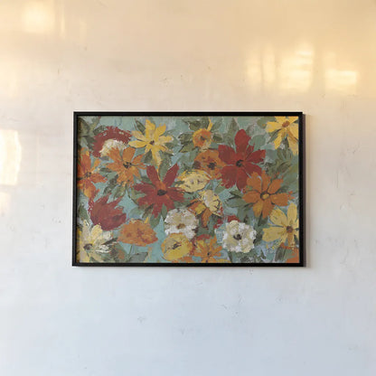 Bright Expressive Garden by Silvia Vassileva. shown as a paper print in a black flame. Available as a archival giclee rolled canvas, fine art paper, or poster print. SKU 8758i.