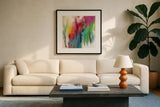 Bright March Rainbow by Silvia Vassileva. Displayed in a glass frame with matte in a clean modern living room. Available as an archival giclee rolled canvas, fine art paper, or poster print. SKU 64576a.