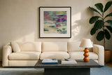 Bright Wave by Silvia Vassileva. Displayed in a glass frame with matte in a clean modern living room. Available as an archival giclee rolled canvas, fine art paper, or poster print. SKU 33623a.