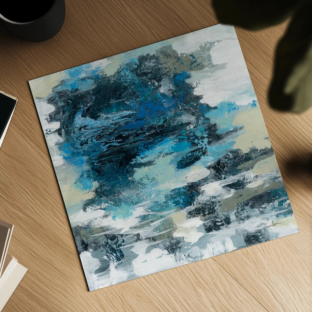 Brilliant Blue Water by Silvia Vassileva. Shown as a detailed flat fine art print, highlighting archival giclee quality. Available as an archival giclee rolled canvas, fine art paper, or poster print. SKU 75418a.