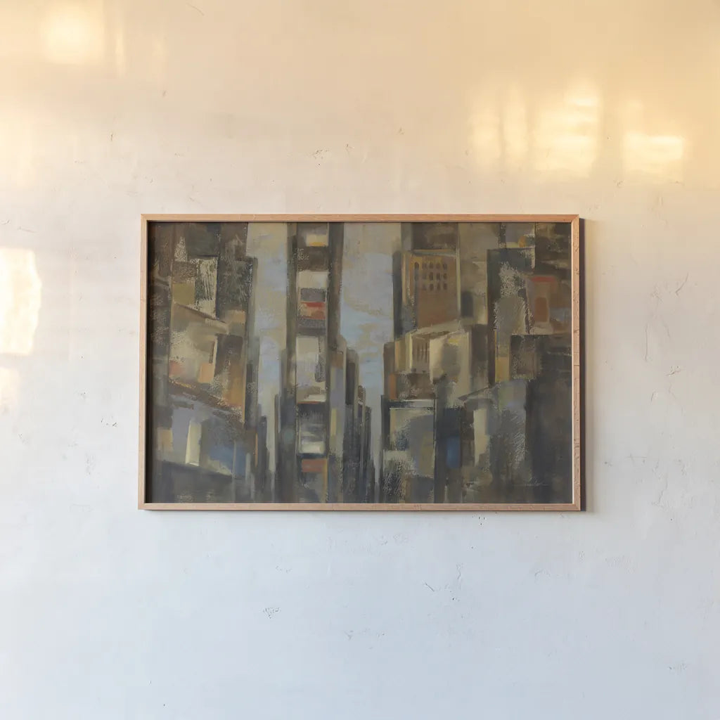 Broadway Evening by Silvia Vassileva. shown as a paper print in a natural frame. Available as a archival giclee rolled canvas, fine art paper, or poster print. SKU 60276i.