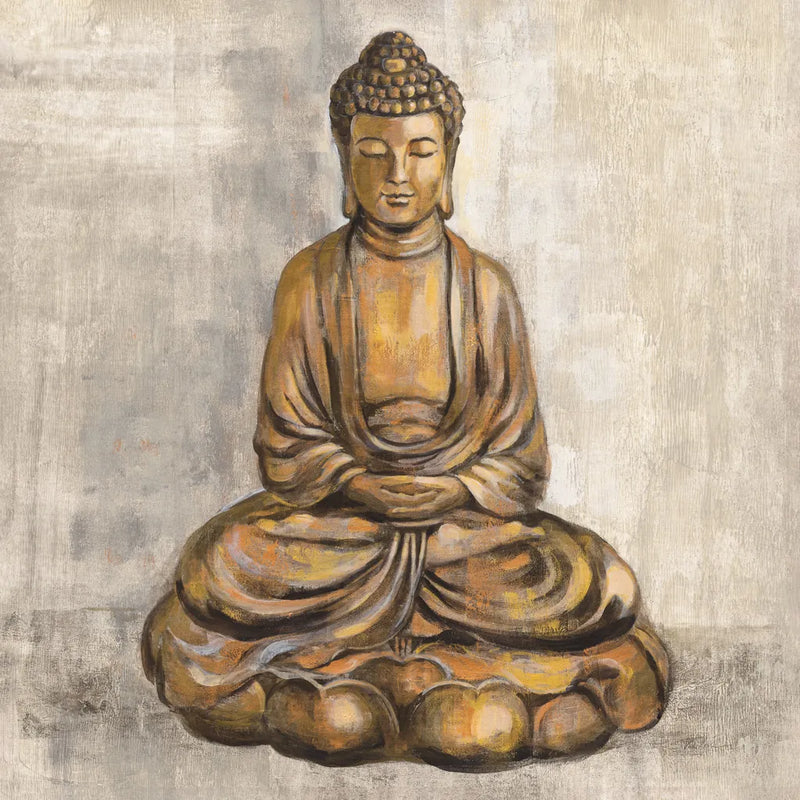 Bronze Buddha by Silvia Vassileva. SKU 64153a. Archival Giclee Fine art print for wall decor.