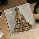 Bronze Buddha by Silvia Vassileva. Shown as a detailed flat fine art print, highlighting archival giclee quality. Available as an archival giclee rolled canvas, fine art paper, or poster print. SKU 64153a.
