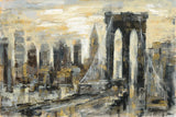 Brooklyn Bridge Gray and Gold by Silvia Vassileva. SKU 44892i. Archival Giclee Fine art print for wall decor.