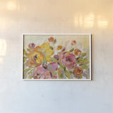 Brushy Peonies by Silvia Vassileva. shown as a paper print in a white frame. Available as a archival giclee rolled canvas, fine art paper, or poster print. SKU 30156i.