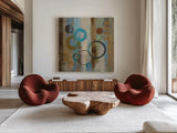 Bubble Graffiti I by Silvia Vassileva. Shown as extra-large giant wall art in a modern living room. Available as an archival giclee rolled canvas, fine art paper, or poster print. SKU 10545a.
