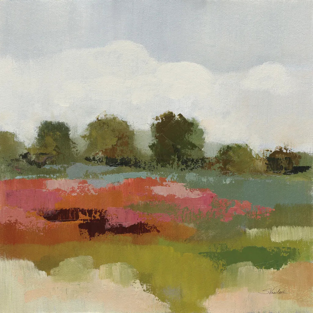 Burgundy and Sage Landscape I by Silvia Vassileva. SKU 88438a. Archival Giclee Fine art print for wall decor.