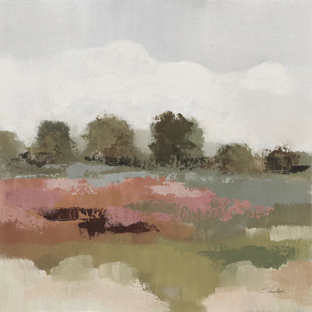 Burgundy and Sage Landscape I Light by Silvia Vassileva. SKU 91295a. Archival Giclee Fine art print for wall decor.