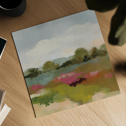 Burgundy and Sage Landscape II by Silvia Vassileva. Shown as a detailed flat fine art print, highlighting archival giclee quality. Available as an archival giclee rolled canvas, fine art paper, or poster print. SKU 88439a.