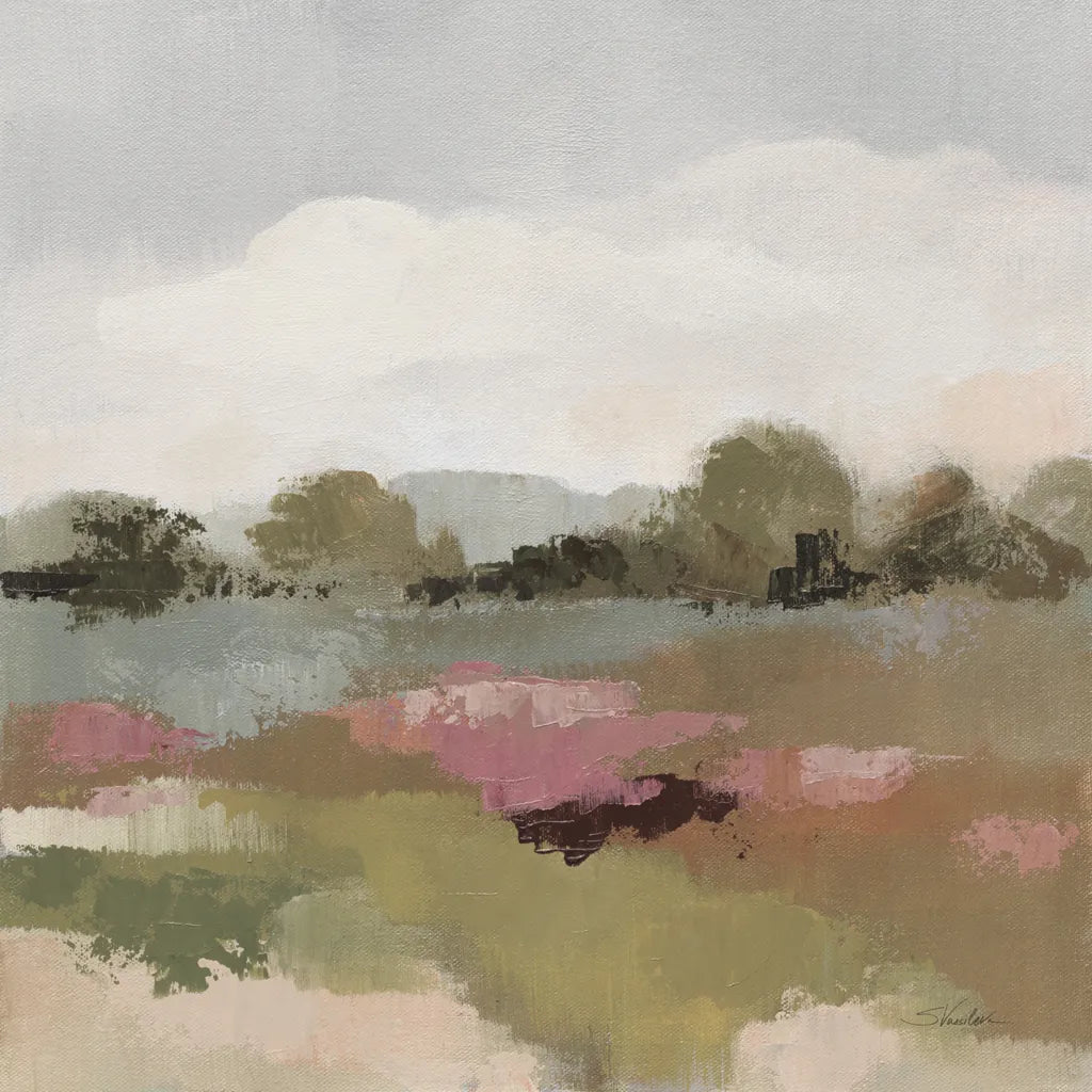 Burgundy and Sage Landscape II Light by Silvia Vassileva. SKU 91296a. Archival Giclee Fine art print for wall decor.