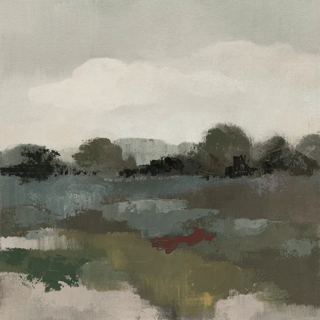 Burgundy and Sage Landscape II Moody by Silvia Vassileva. SKU 89293a. Archival Giclee Fine art print for wall decor.